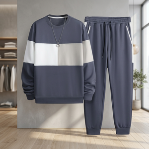 Conjunto Deportivo de Invierno para Hombre, Talla Grande |   Sudadera Deportiva Sólida |   Logotipo Personalizado, 100% Algodón, Felpa Antibacteriana, Lavado a la Piedra, 320g - Product Image 3