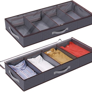 Caja de Almacenamiento de Ropa Plegable de Tela No Tejida, con Compartimentos, Capacidad de 24L, Apilable, Diseño Moderno para Edredones y Ropa Interior - Product Image 1