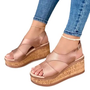 Summer New Wedge Fish-toe Sandals Women's Thick Bottom Platform Casual Roman Shoes - Product Image 5