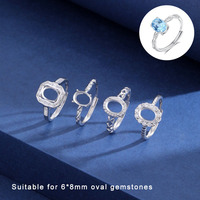 925 Sterling Silber Ringfassung Verstellbare Blanko-Ringbasis mit Tropfenform Ovalform für DIY Schmuckherstellung Set Schmuckteile
