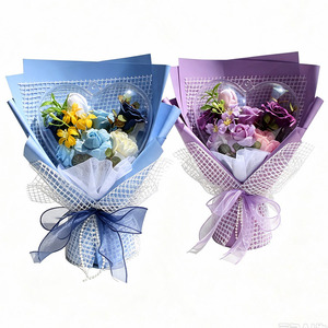 Bouquet <span class=keywords><strong>de</strong></span> fleurs <span class=keywords><strong>de</strong></span> <span class=keywords><strong>savon</strong></span> doux en forme <span class=keywords><strong>de</strong></span> cœur, boules <span class=keywords><strong>de</strong></span> <span class=keywords><strong>bulles</strong></span> en amidon <span class=keywords><strong>de</strong></span> maïs, coffret cadeau avec ruban perlé pour la Saint-Valentin, la fête des Mères, la remise des diplômes - Product Image 2