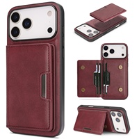 Kompatibel dengan Casing Pengisian Daya Nirkabel 17 Pro Max untuk Desain Magnetik Terpisah Dua-dalam-Satu, Tempat Kartu Lipat, Bahan PU