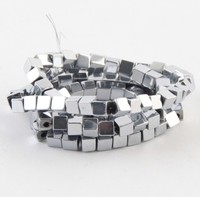 Perles d'espacement carrées en verre cubique de 4 mm en gros, perles en pierre d'hématite pour la fabrication de bijoux