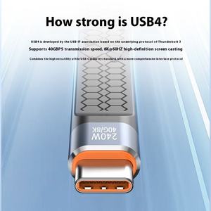 Fonction complète 240W 40Gbps <span class=keywords><strong>Usb</strong></span> <span class=keywords><strong>c</strong></span> à <span class=keywords><strong>c</strong></span> <span class=keywords><strong>C</strong></span>âble Charge rapide <span class=keywords><strong>Thunderbolt</strong></span> Type <span class=keywords><strong>C</strong></span> <span class=keywords><strong>C</strong></span>âble de données Transfert rapide USB4 <span class=keywords><strong>C</strong></span>âble court - Product Image 3