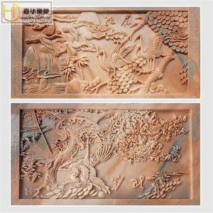 Jiahua Relief <b>Stone</b> Mural Chinese Style Pine And Crane Longevity Wall Art For Courtyard Screen - Product Image 1