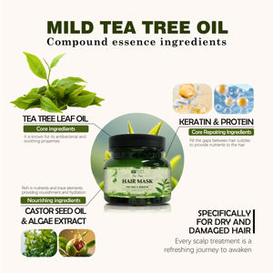 オーガニックティーツリーオイル リペアリングヘアマスク 500ml ケラチンエキス配合 ダメージヘア用 かゆみ止め 頭皮をリフレッシュ - Product Image 2