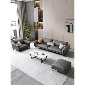 Sofá de Oficina de Cuero Genuino con Estructura de Madera de Palisandro, Diseño Minimalista, un Solo Asiento para Recepciones Empresariales; Ideal para Esperas de Clientes en Oficinas de Jefes - Product Image 2