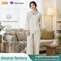 Nouvel ensemble chinois pour femme, printemps/été, en coton et lin, à manches longues, brodé chevrons, respirant, frais et confortable