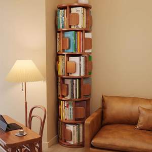 Estantería Giratoria de Madera Maciza de 360 Grados, Ahorradora de Espacio, Mueble para el Hogar, Estantería para Libros <span class=keywords><strong>Infantiles</strong></span>, Estante de Almacenamiento para Dormitorio Junto a la Cama - Product Image 6