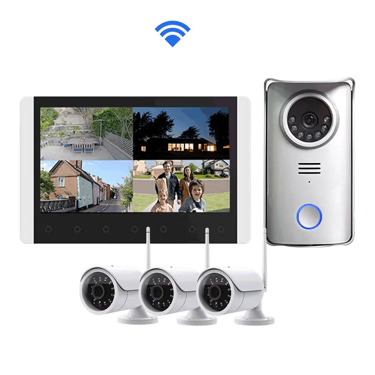 Outdoor Indoor 7 Inch Screen 2.4G Wireless Intercom System Audio Smart Doorbell Video Door Phone