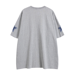 Camiseta de Manga Corta para Hombre, Estilo Americano, con Parches de Mezclilla y Estampado de Leopardo, Formal, de Seda/Algodón, Holgada, 300 Gramos, Versátil - Product Image 2