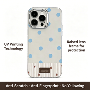 Custodia Trasparente in TPU con Motivo a Pois Blu e Righe Rosse e Bianche, <span class=keywords><strong>Cover</strong></span> Antiurto per <span class=keywords><strong>iPhone</strong></span> 17 16 15 14 13 <span class=keywords><strong>Pro</strong></span> Max - Product Image 2