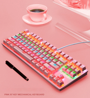 LEAVEN K550 Keyboard Mekanis Punk 87 Tombol USB Tipe-c RGB Backlit Keyboard Profesional Kantor Kompetisi Game Yang Dapat Diprogram