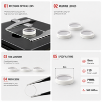 Lentille de focalisation optique 8mm F50 PMMA 1064nm, module de lentille de protection laser, accessoire d'outil d'instrument de précision, installation neuve