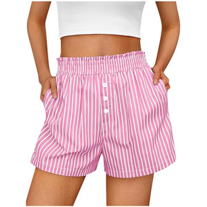 RTS 2026 <strong>for</strong> Spring/Summer Cross-Border New Best-Selling <strong>Womens</strong> Striped Button Fly Casual Polyester Commuter <strong>Shorts</strong> - Product Image 5