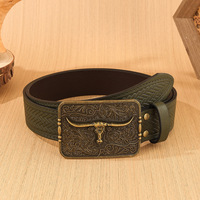 Ceinture en jean western avec boucle en alliage, style rétro tendance, universelle pour jeunes, mode punk, largeur 3,8 cm, longueur 100-130 cm