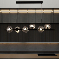 Lustre Moderne Créatif de Luxe en Verre Noir Style Américain E27 LED, Suspension Réglable en Hauteur pour Salle à Manger/Salon