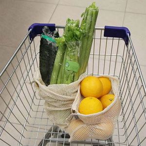 Sac de courses en coton biologique réutilisable personnalisé avec cordon de serrage pour l'emballage des fruits, écologique, durable, petit (20-30 cm) - Product Image 2