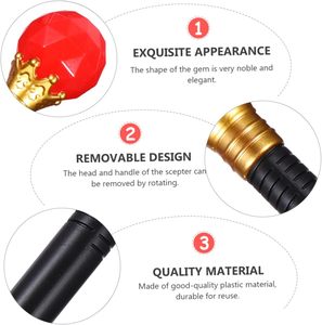 10 Set Fancy King's Scepter impermeable Vintage Walking Stick Cosplay Props accesorio de vestir adultos oro rojo Queen's Scepter - Product Image 4