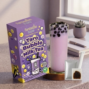 Kit Instantáneo de Té de Burbujas Boba Sabor Taro 150g Caja Vegana - Product Image 1