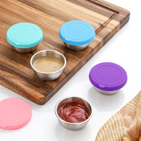 Mini coupelles à sauce pour aliments, salades, tomates, en acier inoxydable, avec couvercle