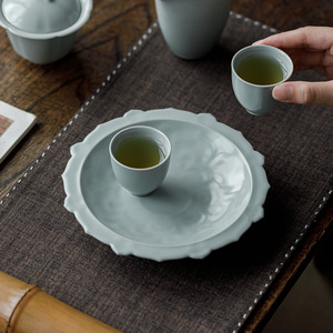 Bandeja de Cerámica Guanlan Azul Cielo para Té, Soporte Redondo Multiusos para Tetera, Bandeja para Tazas y Tazones - Product Image 2