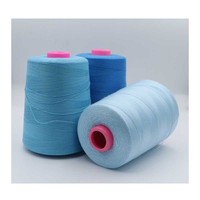 Aksesori Gaun Warna-warni Garis Tebal 5000Yard Benang Jahit Poliester untuk Tas Bagasi Jins