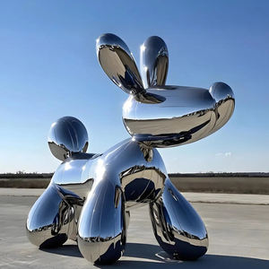 Custom Moderne Rvs Ballon Hond Spiegel Sculptuur 8K Gepolijst Villa Indoor Tuin Kerk Ornament - Product Image 1