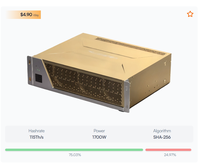 Quiet Home BTC Mining avec PSU BTC Miner 110-240V Support Fluminer T3 115TH/s Bitcoin Miner 1700W ASIC Miners Bitcoin et Mining