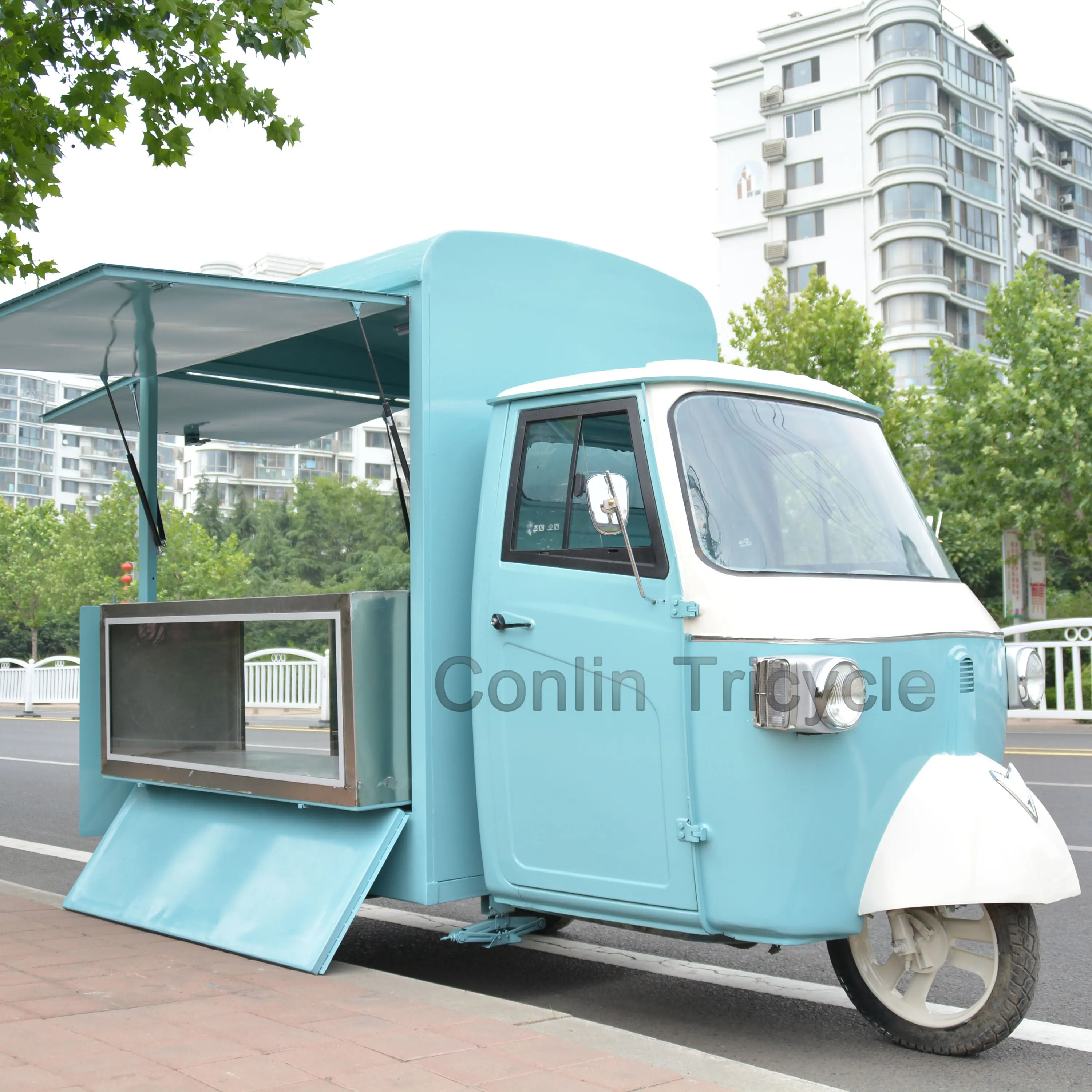Retro mobile elettrico caffè tuk tuk moto cibo camion per la vendita