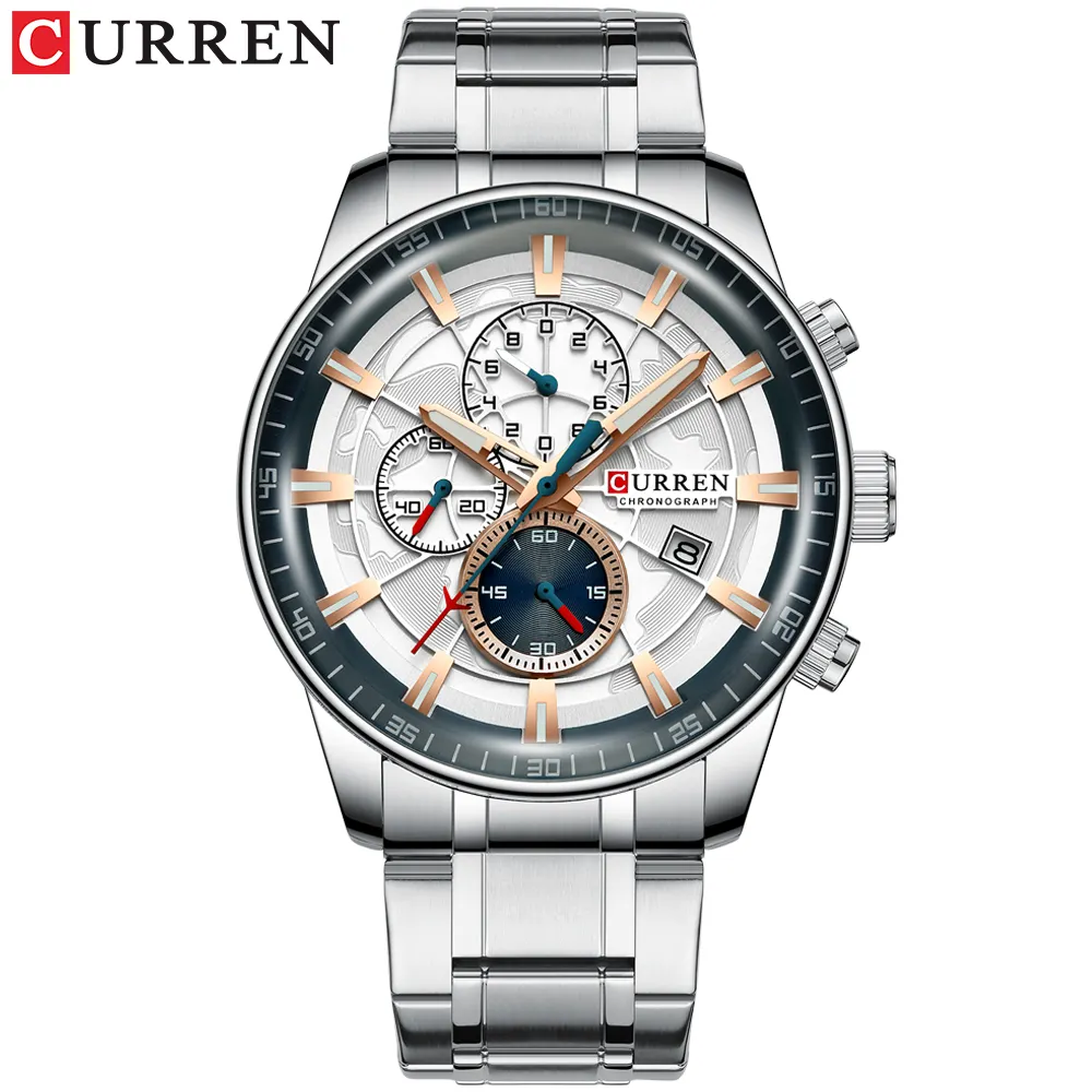 Curren relógio de pulso 8362 masculino, china, homens, pulseira de aço 2020, impermeável, data, exibição, hdmi 1, relógio de pulso ao ar livre