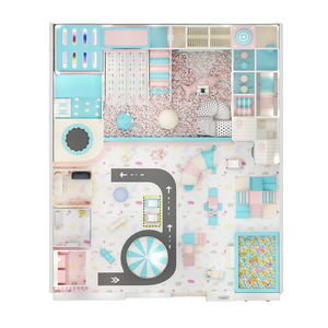 Nouvel équipement de terrain de jeu intérieur pour enfants, design professionnel, thème macaron, piscine à balles, avec toboggan - Product Image 3