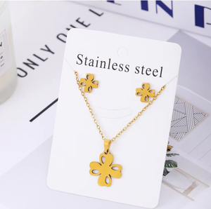 مجموعة مجوهرات من التيتانيوم الصلب للتصدير عبر الحدود الأمريكية البسيطة ، أقراط قلادة من الفولاذ المقاوم للصدأ تتميز بندفة الثلج - Product Image 5