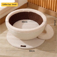 Arbre à chat en sisal en forme de tasse à café, avec griffoir intégré, lit-nid et design spacieux, résistant aux griffures, en corde de chanvre coupée