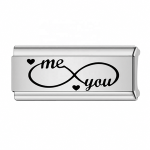 Abalorios Italianos de Acero Inoxidable de 2 cm de Largo, Diseño de Dibujos Animados, Estrellas, Corazones y Letras, para Pulseras - Product Image 5