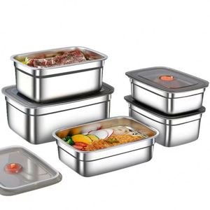 Lonchera Bento de Acero Inoxidable, Contenedor Cuadrado para Almacenamiento de Alimentos, Anti-Olores Cruzados, para la Cocina, Regreso a Clases, Conservación de la Frescura - Product Image 1