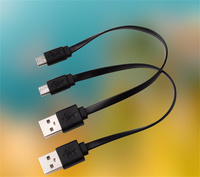 Kabel pengisi daya USB mikro Tipe B, kabel pengisian daya Android kabel datar pendek 20cm