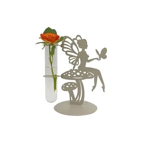 Vas tabung bunga logam kustom produk laris dekorasi rumah vas penyangga tanaman bunga berdiri