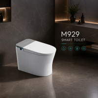 Toilette intelligente avec réservoir intégré, fonctionnement sans pression d'eau, couvercle à capteur automatique, chauffage instantané, bidet, séchage à air chaud, télécommande, siphon en P