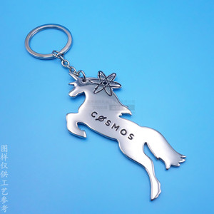 Porte-clés licorne en acier inoxydable avec motif Cosmos pour cadeaux d'affaires - Product Image 1