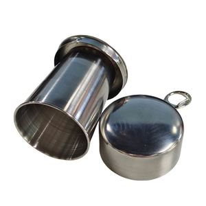 Tasse pliable télescopique de luxe en acier inoxydable pour le camping et la randonnée avec porte-clés – Grande vente - Product Image 2