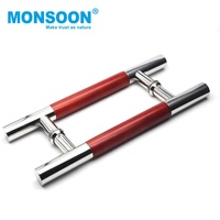 Poignée de porte en acier inoxydable pour porte de douche en verre, à double levier, longue, intérieure et extérieure