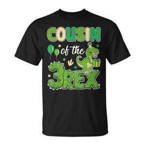 T-shirt assorti pour la famille des dinosaures, cousins ​​des 3 Rex, pour anniversaire - Product Image 1