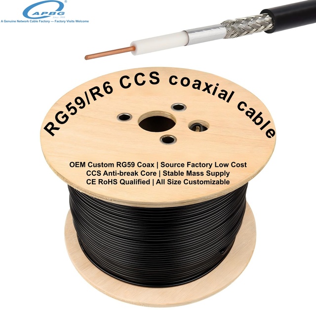 Factory Direct (CCTV)-Aluminum Foil+Braided Shield Copper CCA CCS Conductor Customizable Length  RG59 Coaxial Cable