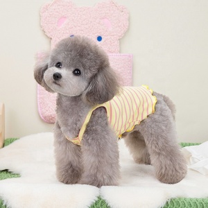 Cute Cotton Dog Tank <strong>Tops</strong> with Striped Pattern and Flower Strawberry Embroidery for Spring and Fall Vest for <strong>Cats</strong> - Product Image 5