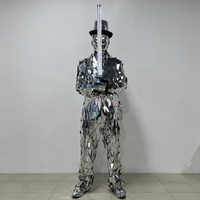 Tenue argent miroir réfléchissant costumes de sécurité salle de bal DJ porte des Costumes de danse de Performance vêtements de Robot à paillettes pour scène Rave