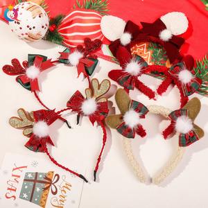 QIYUE عيد الميلاد قرون أفخم عصابات رأس الأياكة عقدة بريق عصابات رأس اكسسوارات شعر نسائية - Product Image 1