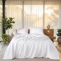 Parure de lit moderne en viscose de bambou 100 % tissée 300 fils, drap, housse de couette et taies d'oreiller, douce, soyeuse, rafraîchissante, respirante, poches profondes