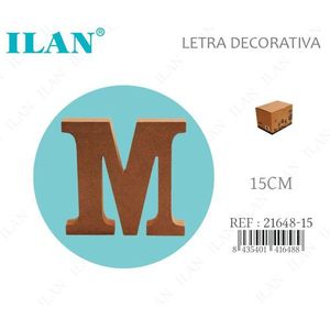 Insegna da parete decorativa in legno con lettera M di 15 cm di Ilan - Product Image 1