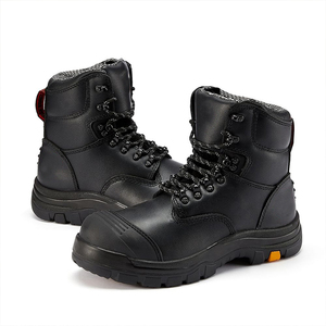 DFAK245 <b>Black</b> Leather <b>Work</b> <b>Boots</b> Waterproof Anti‑Slip Safety Footwear Outdoor Working Field Shoes - Product Image 1